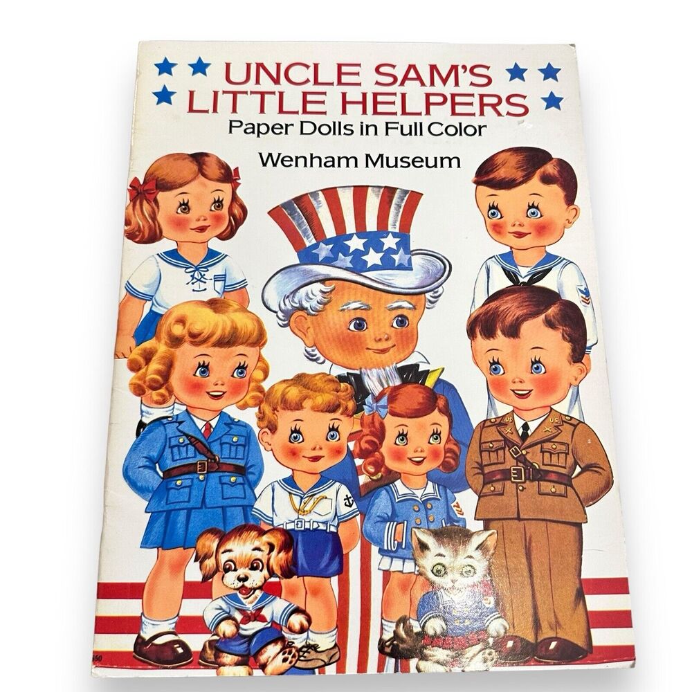 Vintage 90s Paper Dolls Uncut Uncle Sam’s Little Helpers Patriotic Army Military